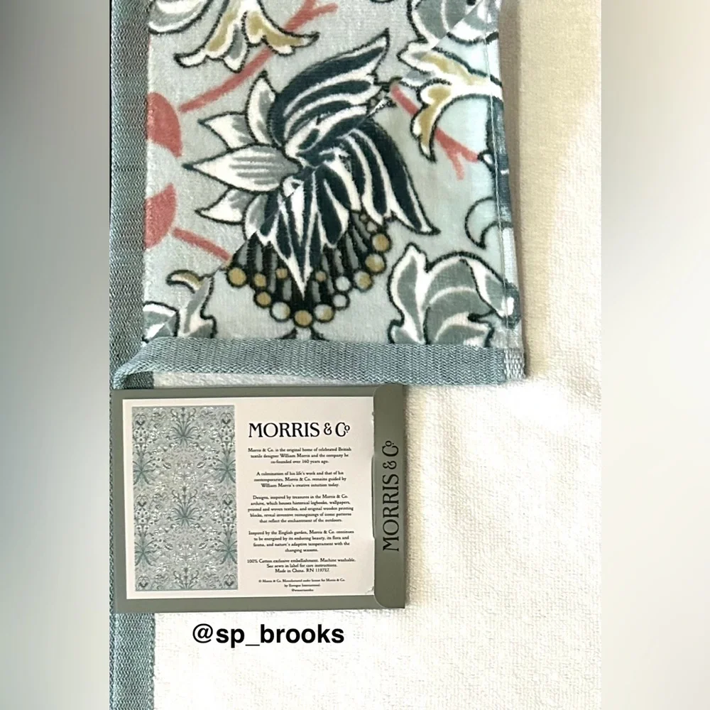 🎁2PC Morris & Co. Bath Towels - Hyacinth Pattern - 100% Cotton Bath Towels